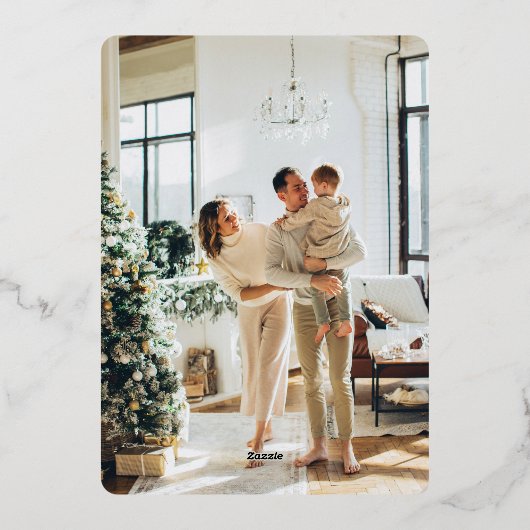 Carte De Vœux En Aluminium Elégant Silver Photo Happy Howlidays Paw (Verso)