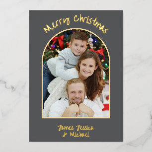 Carte De Vœux En Aluminium Elégant simple Joyeux Noël Photo Gold