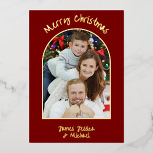 Carte De Vœux En Aluminium Elégant simple Joyeux Noël Photo Gold