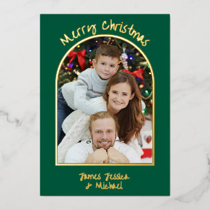 Carte De Vœux En Aluminium Elégant simple Joyeux Noël Photo Gold