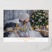 Carte De Vœux En Aluminium Elegant Simple, photo de Custom, Merry Christmas R (Recto)