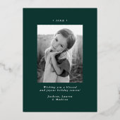 Carte De Vœux En Aluminium Élégant Snowflakes 2 Photo Vert et Or (Verso)