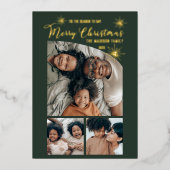 Carte De Vœux En Aluminium Élégant Tapered Top 3 photo Joyeux Noël (Recto)