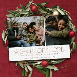 Carte De Vœux En Aluminium Elegant Thrill of Hope White Deux photos Noël<br><div class="desc">Cette belle fête deux cartes photos a une phrase de la chanson, "Oh Holy Night" - "Un frisson d'espoir ; le monde fatigué se réjouit." Quel grand rappel que Christ est notre espérance, et nous pouvons nous réjouir en célébrant Sa naissance. Tout le texte est VRAIMENT FOIL. Le dos contient...</div>