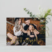 Carte De Vœux En Aluminium Élégant Tout Est Lumineux Script Photo Noël (Debout devant)