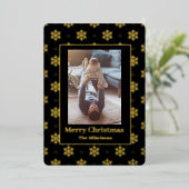 Carte De Vœux En Aluminium Élégant une photo noir or Noël (Debout devant)