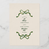 Carte De Vœux En Aluminium Élégant Unique Vaches de Noël Crème & Photo Verte (Recto)