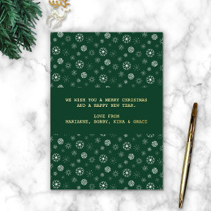 Carte De Vœux En Aluminium Élégant Vert Joyeux Noël Snowflake