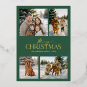 Carte De Vœux En Aluminium Élégant vert moderne Joyeux Noël Famille Photo (Recto)
