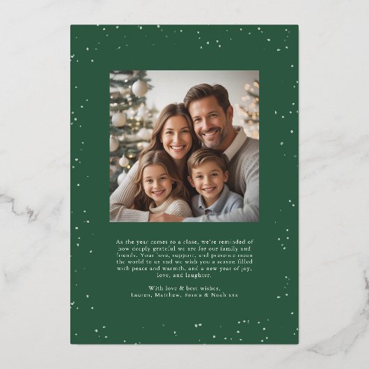 Carte De Vœux En Aluminium Élégant vert moderne Joyeux Noël Famille Photo (Verso)