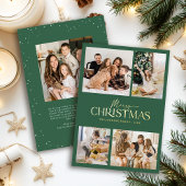 Carte De Vœux En Aluminium Élégant vert moderne Joyeux Noël Famille Photo