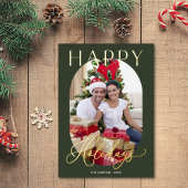 Carte De Vœux En Aluminium Elégant Vert Photo Or