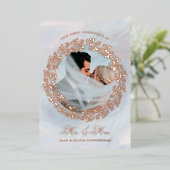 Carte De Vœux En Aluminium Elegant Wreath First Christmas as Mr and Mrs Photo (Debout devant)