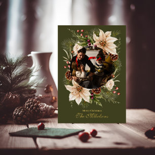 Carte De Vœux En Aluminium Elégante aquarelle Botanique Photo de Noël