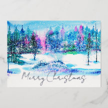 Élégante aquarelle de la forêt d'hiver Noël