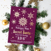 Carte De Vœux En Aluminium Élégante Bourgogne Secret Père Noël Snowflake Invi