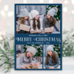 Carte De Vœux En Aluminium Elégante feuille d'argent bleu Joyeux Noël 3 photo<br><div class="desc">Pour une personnalisation plus avancée de ce design,  il suffit de cliquer sur le bouton "Customiser" ci-dessus !</div>