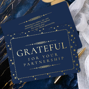 Carte De Vœux En Aluminium Élégante Grateful pour Votre Partenariat d'Entrepr