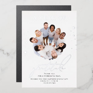 Carte De Vœux En Aluminium Elégante Gratitude Script Photo Entreprise
