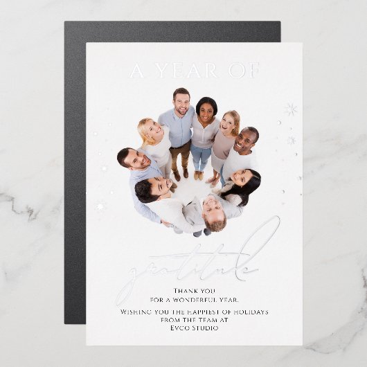 Carte De Vœux En Aluminium Elégante Gratitude Script Photo Entreprise (Recto/Verso)