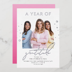 Carte De Vœux En Aluminium Elégante Gratitude Script Photo Entreprise