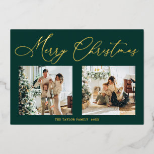 Carte De Vœux En Aluminium Élégante huile verte Joyeux Noël