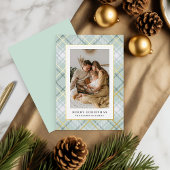 Carte De Vœux En Aluminium Élégante image de famille verte plaid