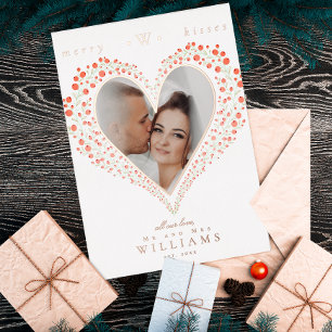 Carte De Vœux En Aluminium Élégante Photo de Coeur Botanique pour Mariage de
