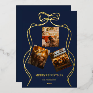 Carte De Vœux En Aluminium Élégante Photo de Minuit Navy avec Feuille d'Or