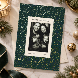 Carte De Vœux En Aluminium Élégante Photo de Noël avec points de feuille d'or