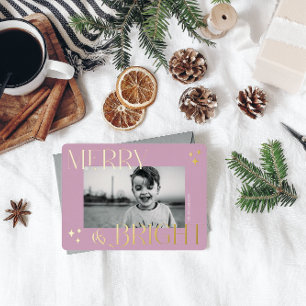 Carte De Vœux En Aluminium Élégante photo de Noël Merry and Bright