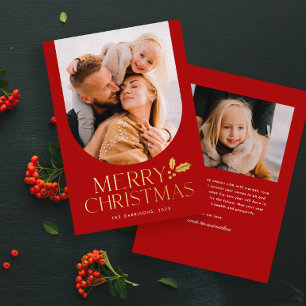 Carte De Vœux En Aluminium Élégante photo de Noël moderne de type