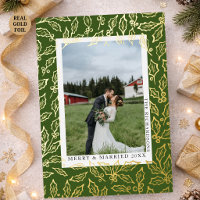 Élégante photo de premier Noël marié en vert olive
