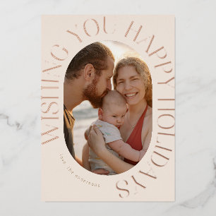 Carte De Vœux En Aluminium Élégante Photo En Forme Ovale Enfermée Salutation
