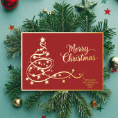 Carte De Vœux En Aluminium Élégante photo moderne rouge or Noël