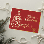 Carte De Vœux En Aluminium Élégante photo moderne rouge or Noël