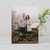 Carte De Vœux En Aluminium Élégante Photo Plaid Vert (Debout devant)