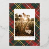 Carte De Vœux En Aluminium Élégante photo traditionnelle rouge et verte (Recto)