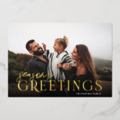 Carte De Vœux En Aluminium Élégante typographie Bonnes Fêtes pliées Photo (Recto)