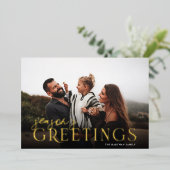 Carte De Vœux En Aluminium Élégante typographie Bonnes Fêtes pliées Photo (Debout devant)