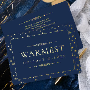 Carte De Vœux En Aluminium Élégantes Vœux de Fêtes les Plus Chauds Bleu Marin