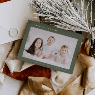 Carte De Vœux En Aluminium EMELIA Green Foil Photo Paix sur Terre Noël