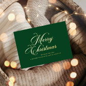 Carte De Vœux En Aluminium Emerald Gold Merry Christmas Foil Card