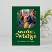 Carte De Vœux En Aluminium Emerald Green & Gold Modern Retro Photo de Noël (Debout devant)