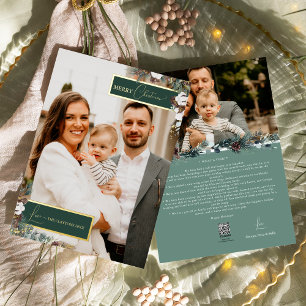 Carte De Vœux En Aluminium Emerald Greenery Vintage Christmas Family Portrait