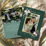 Carte De Vœux En Aluminium Emerald Greenery Vintage Merry Marié Portrait<br><div class="desc">Bienvenue dans notre enchanteresse Emerald Greenery Vintage Merry Married Portrait Foil design de la carte de vacances, où le charme vintage rencontre l'élégance moderne. Cette conception est composée d'une végétation d'aquarelle complexe et d'une calligraphie subtilement élégante avec une typographie simple, capturant l'essence de l'esprit traditionnel et rustique cottage core. Avec...</div>