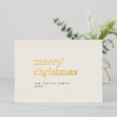 Carte De Vœux En Aluminium EMERY Gold Foil Retro Fun Simple Joyeux Noël (Debout devant)