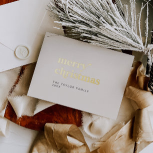 Carte De Vœux En Aluminium EMERY Gold Foil Retro Fun Simple Joyeux Noël