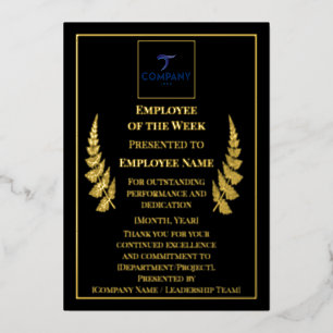 Carte De Vœux En Aluminium Employé de la semaine - Prix de reconnaissance per