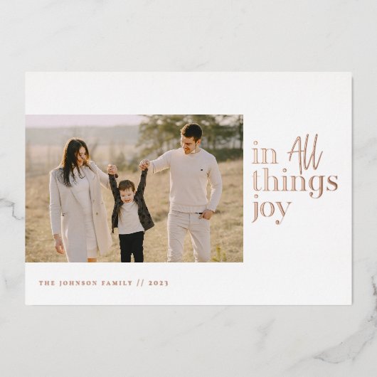 Carte De Vœux En Aluminium En toutes choses Joy Photo (Recto)